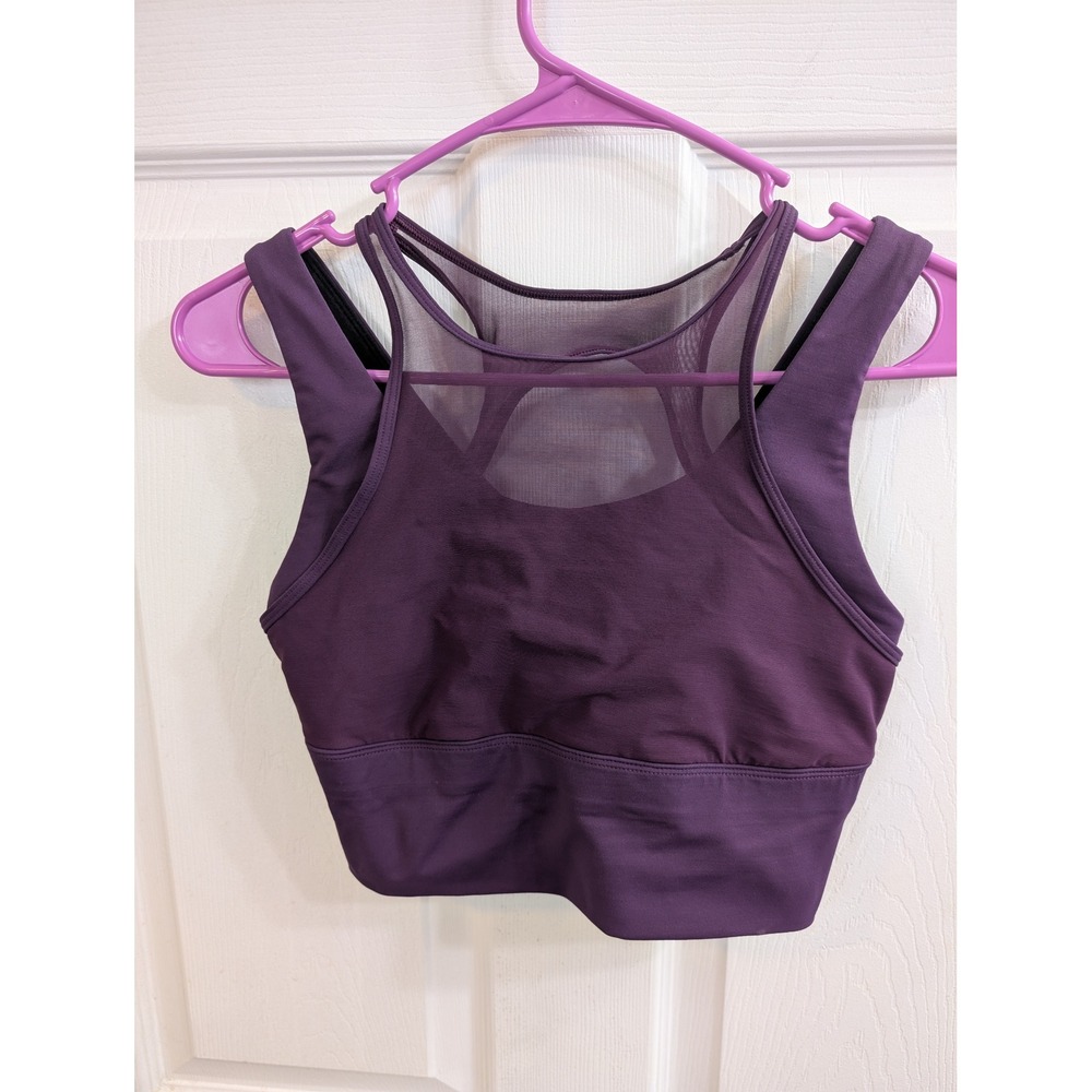 Lululemon Double Tap II Bra Women Darkest Magenta Mesh Racerback - Size 6